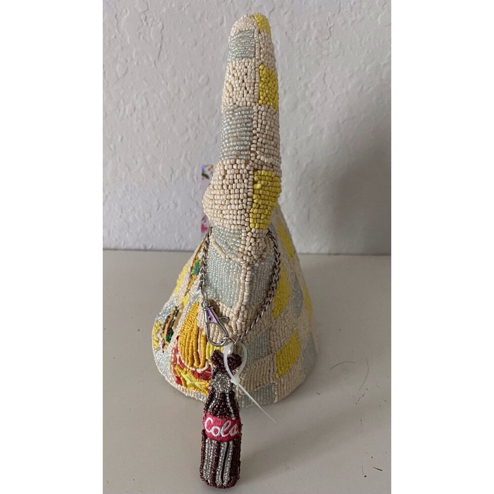 Beaded Cream Shoulder Bag with Colorful Fast-Food Motifs - Picture 14 of 16